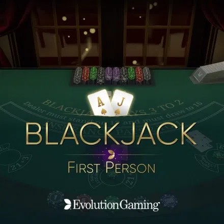 First Person Blackjack slot logo by Evolution at LeoVegas Casino